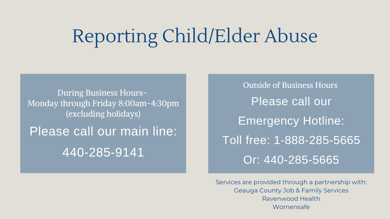 Reporting Child/Elder Abuse